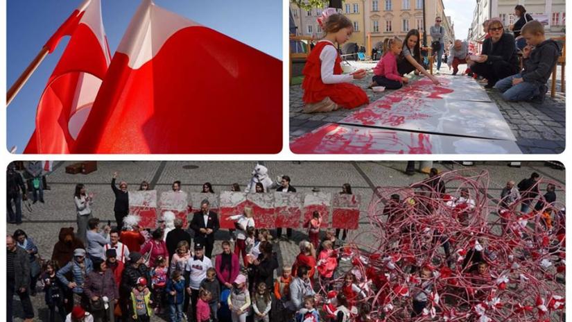 Kolaż zdjęć z ubiegłorocznych obchodów Święta Flagi.