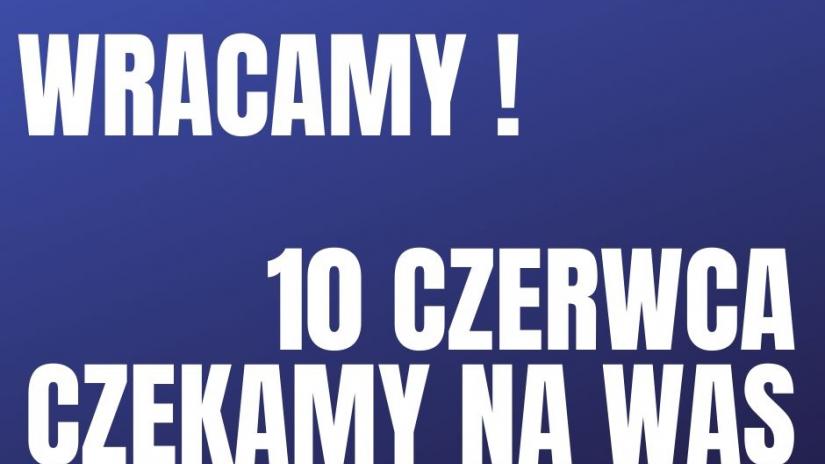 Plansza z informacją: Termy! 10 czerwca czekamy na was".