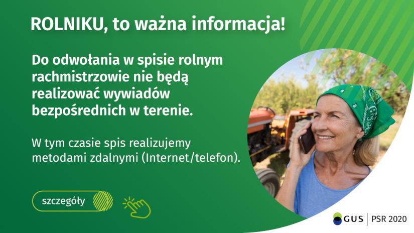 plansza informująca o tym, że spis będzie wyłącznie przez telefon/internet.
