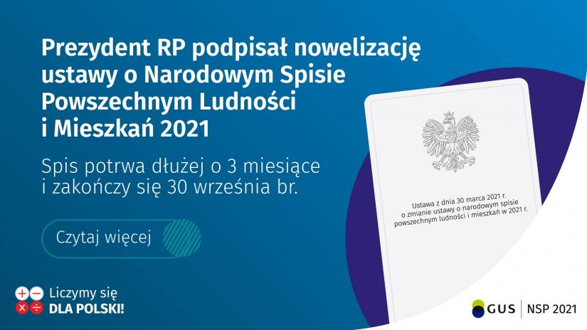 Plansza informacyjna o tym, że spis powszechny potrwa do 30 września.