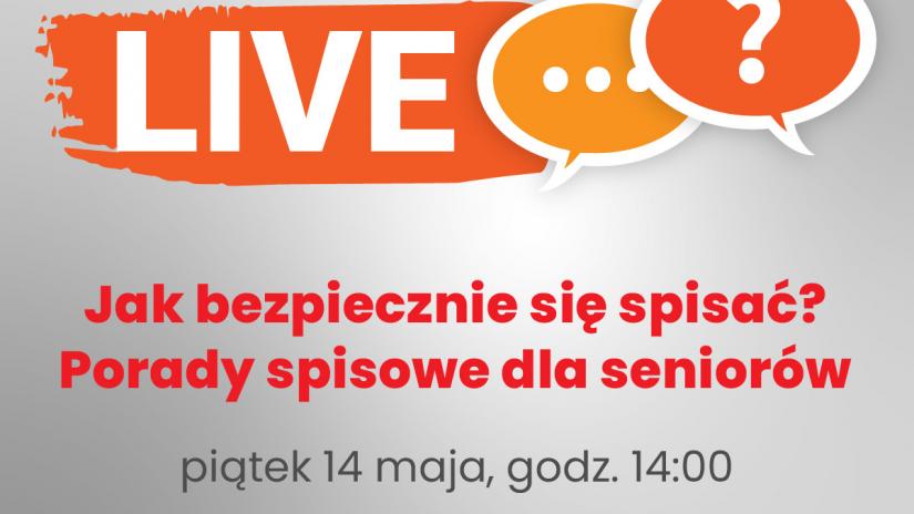 Baner zachęcający do udziałyu w live "Jak się spisać".