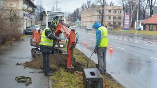 Ekipa robotników przy ul. Wolnosci.