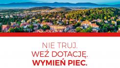 Plakat informacyjny o spotkaniu ws. dotacji do wymiany źródła ogrzewania, 27 stycznia 2020 roku o godz. 12.00 w Ksiąznicy Karkonoskiej.