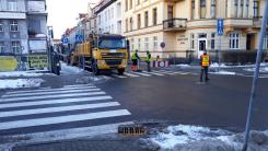 Zamknięty fragment ulicy Okrzei.