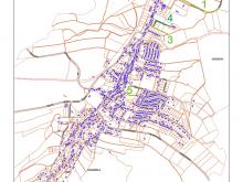 Mapka z zaznaczonymi ulicami do nazwania. Obręb Sobieszów..