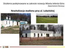 Slajd - rewitalizacja stadionu przy ul. Lubańskiej.