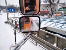 Widok z kabiny piaskarki.